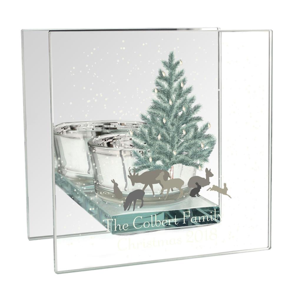 Personalised A Winter's Night Mirrored Glass Tea Light Candle Holder £13.49